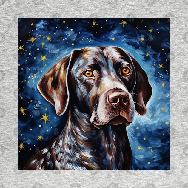 Black English Pointer painted in Starry Night style by NatashaCuteShop